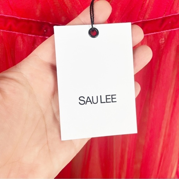 Sau Lee Chloe Tulle Maxi Dress Red Formal Evening Party - Picture 9 of 10